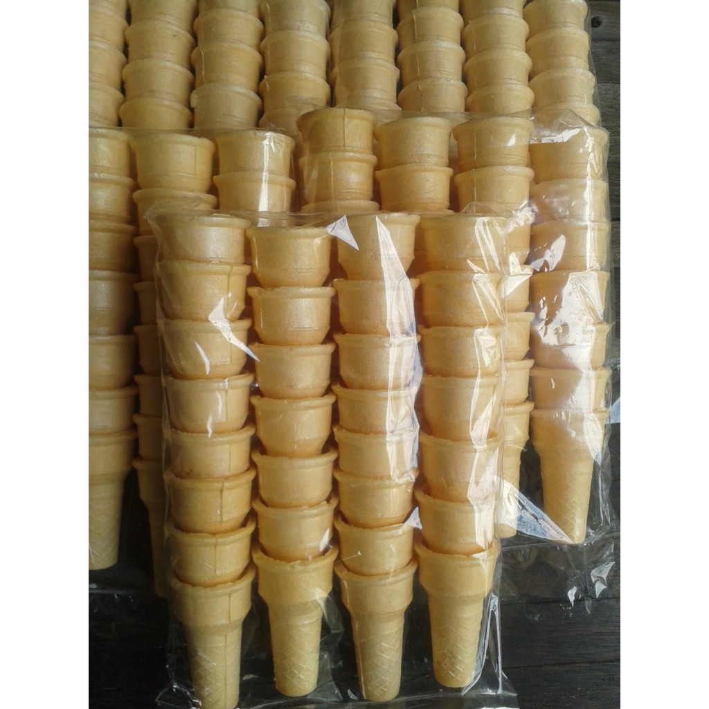 Cone McD Tanggung 420 pcs GROSIR MURAH (Krupuk Es Krim / Opak Contong Corong Cuncum Ice Cream)