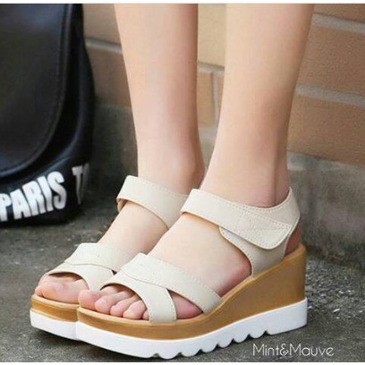Sandal Wedges heels terbaru premium korea jelly karet G3R6 casual style wanita big size jepit sandal