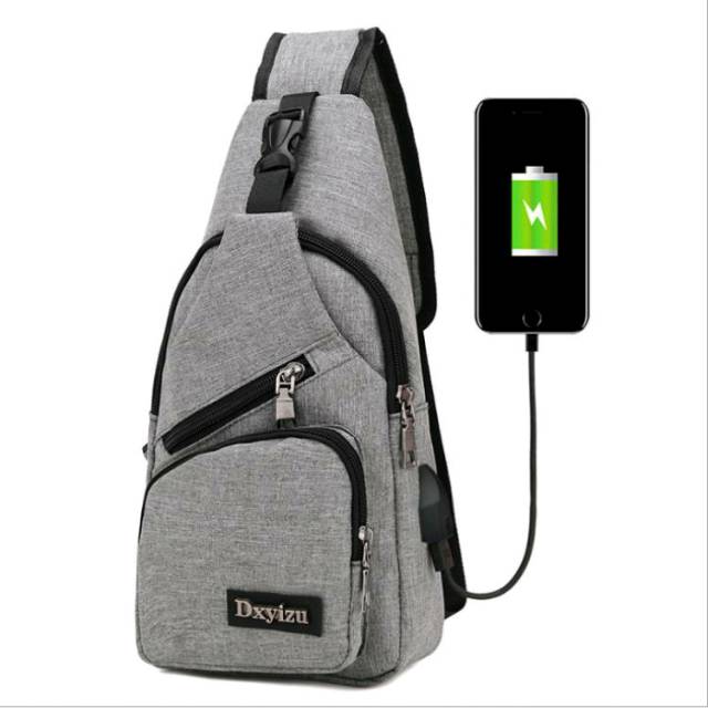 TAS SELEMPANG USB CHARGER MULTIFUNGSI / TAS SELEMPANG COWOK / TAS SELEMPANG KEREN / TAS KEREN