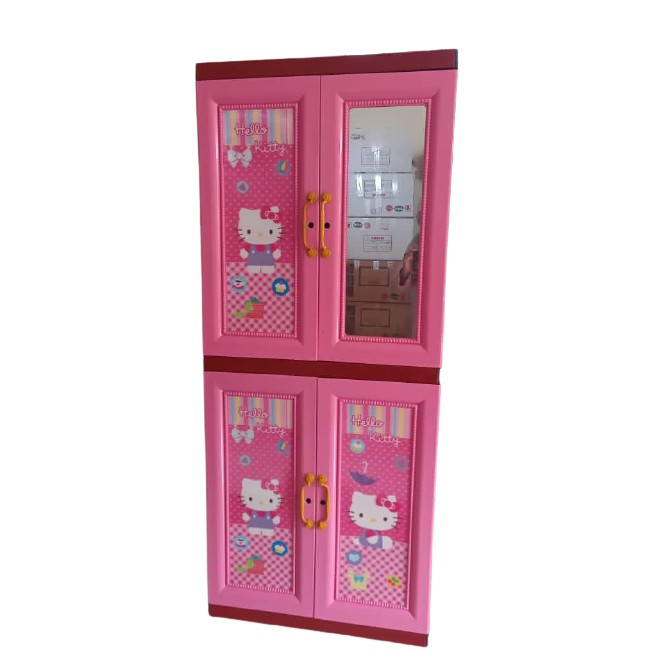 Lemari plastik ivory 4 susun kaca / karakter / murah