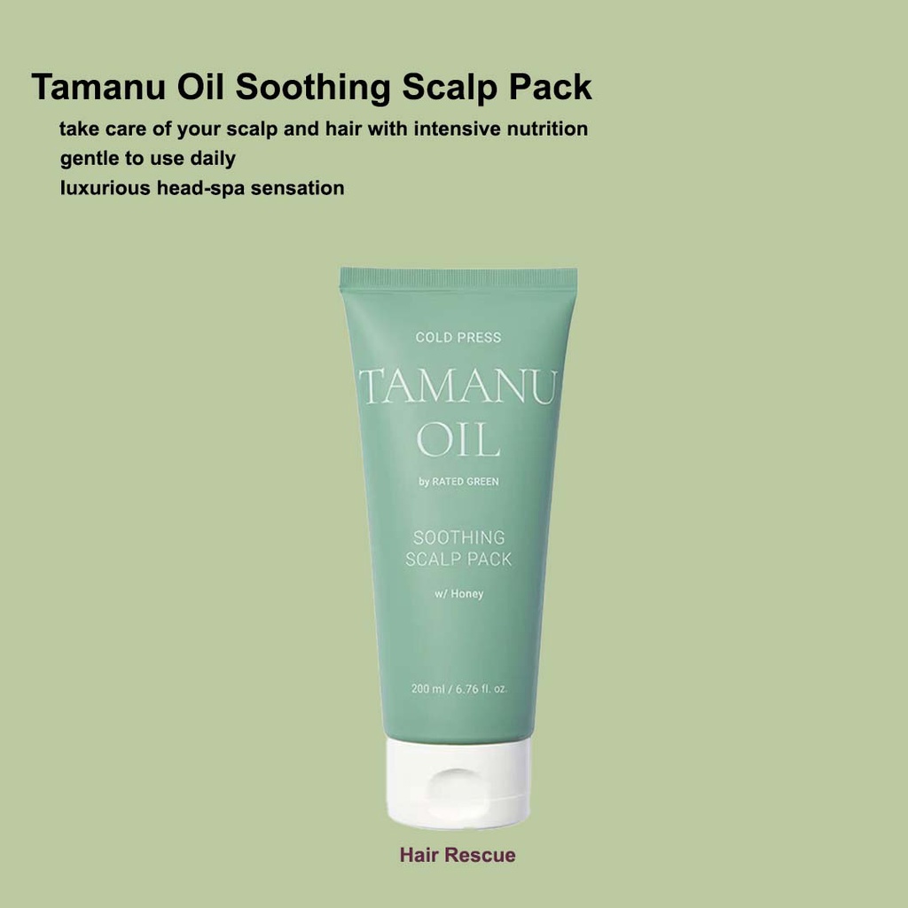 RATED GREEN Tamanu Oil Soothing Scalp Pack 200ml | Nutrisi Kulit Kepala | Perawatan Kulit Kepala | P