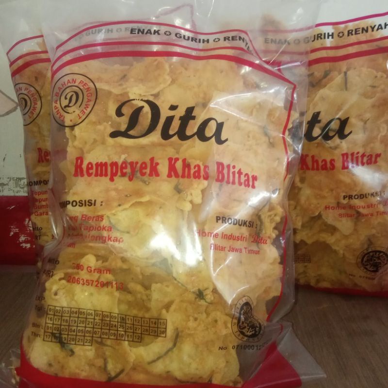 

DITA Peyek Rempeyek Kacang Tanah Teri Udang Rebon Asli Khas Blitar 230 Gram