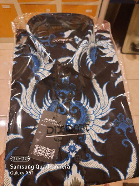 Kemeja Batik Pria Lengan Pendek Bs91 Katun Motif Modern Dixmont Semi Slimfit