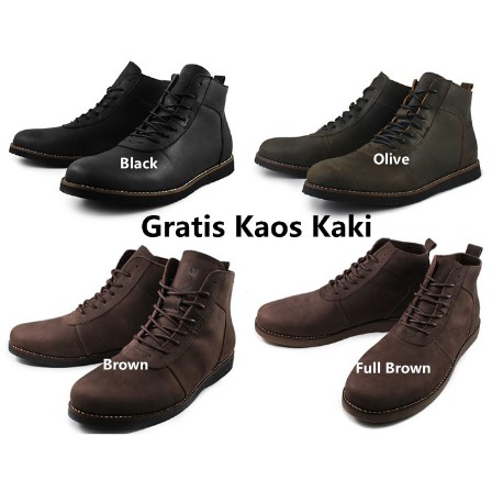 SEPATU Boots Pria Casual Merk SAUQI BRODO ASLI KULIT