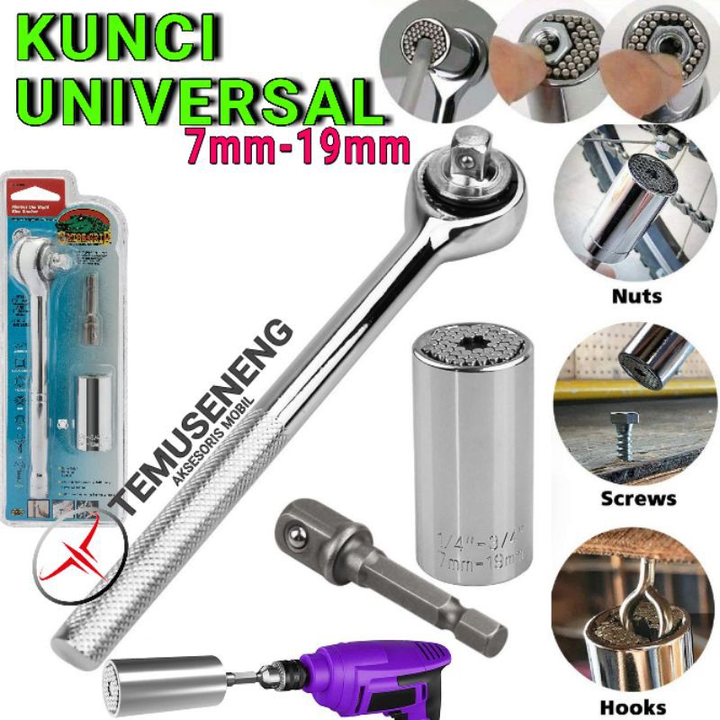 Super Set Universal Kunci Ring Pas Sok Soket Kunci Gator Grip Baut 7Mm - 19Mm Mobil Motor Sepeda