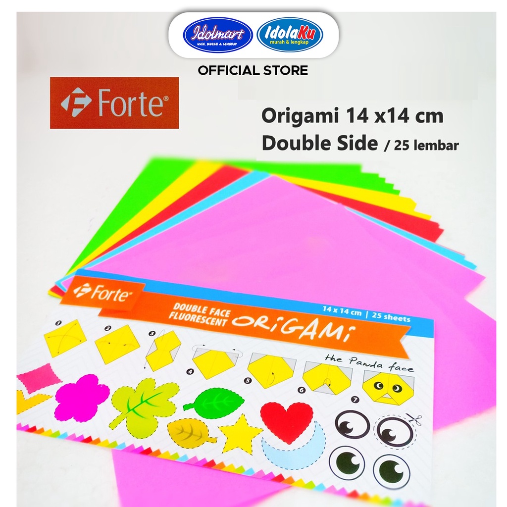 IDOLMART Origami Kertas Lipat Warna 2 Sisi FORTE 14x14cm (25lembar) Surabaya