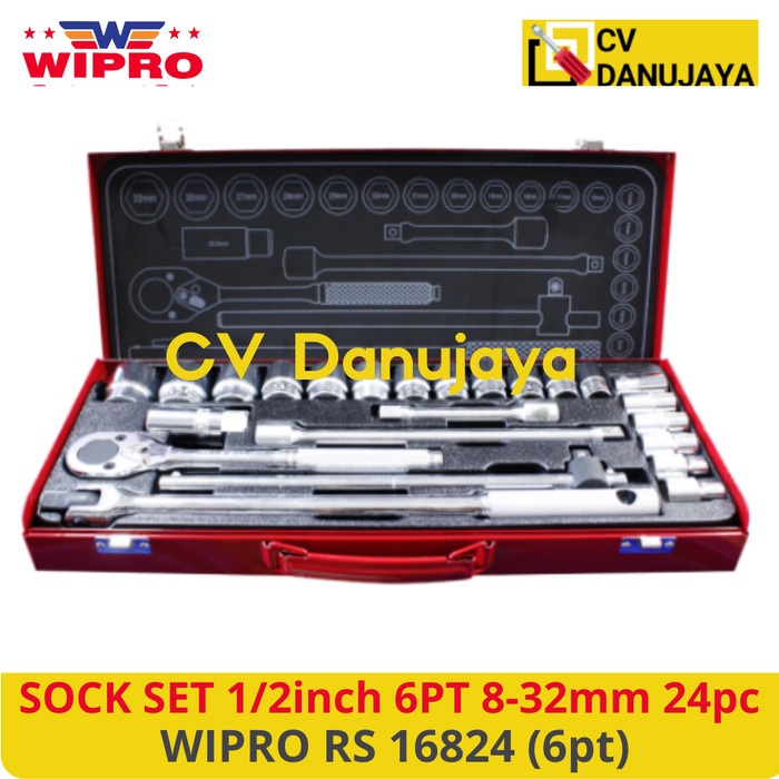 Kunci SOCK Shock SET 1/2inch 8-32mm METRIC 24pcs WIPRO RS 16824 (6pt)