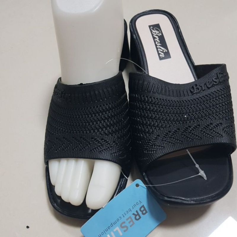 Sandal Selop Wedges jelly 3099 polos-Hitam