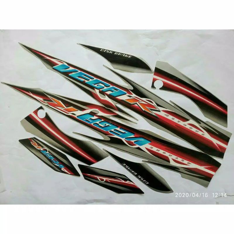 sticker stripping body Vega R New Silver hitam