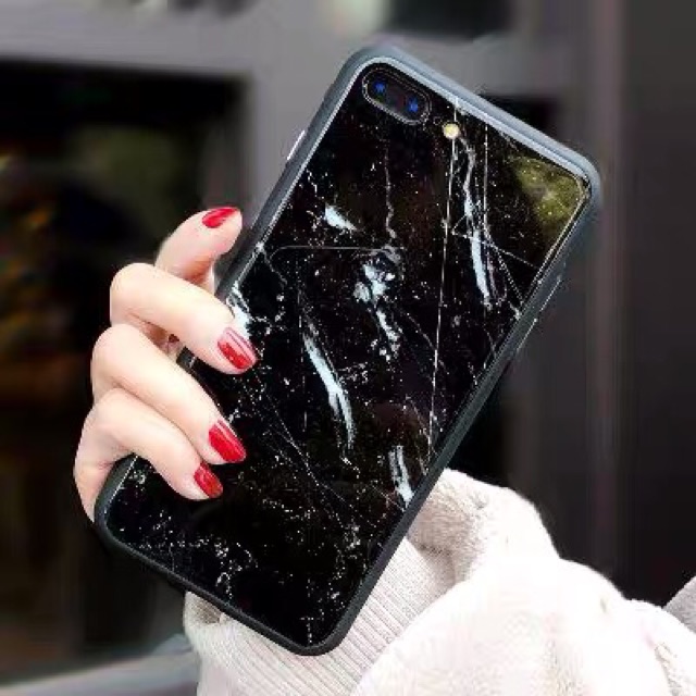 Marble Black Glass Case Iphone 6 6s 6s+ 6+ 7 7+ 8 8+ X Xs Xr XsMAX