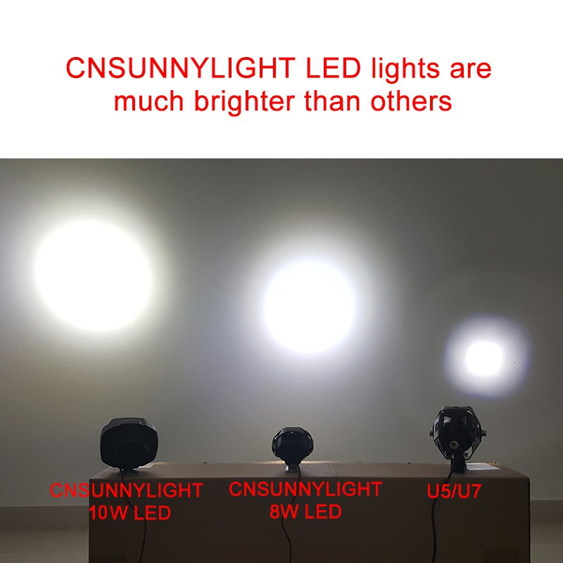 CNSUNNYLIGHT Lampu Tembak Motor LED High Beam 1000 Lumens 2 PCS U5 Grab Medan