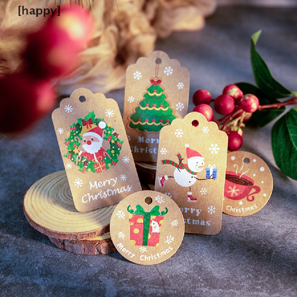 Ha 100pcs Labelhang Tag Bahan Kertas Kraft Desain Tema Natal Untuk Hadiahsuvenirpesta