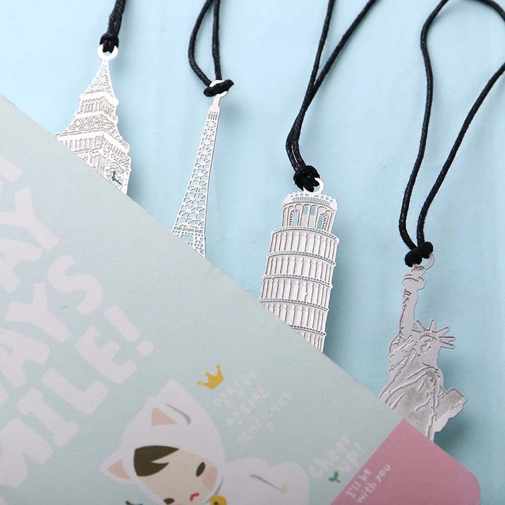 ELEGANT Teacher Gift Mark Page School Supply Eiffel Tower Big Ben Bookmark Office Paper Clips Learn Supplies Building Book Mark Metal Modeling European Bookmark