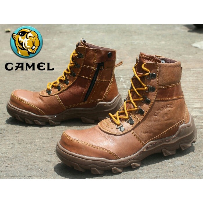 SEPATU SAFETY BOOTS CAMEL PROYEK LAPANGAN/PABRIK KULIT