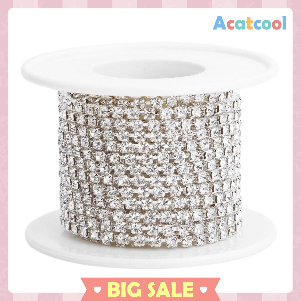 5yard/roll White AB Crystal Rhinestone Chain SS6-SS16 for DIY Jewelry Craft