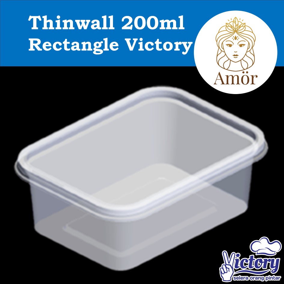 Thinwall 200ml rectangle Victory / tempat kotak box makan bekal nasi plastik 200 ml persegi panjang