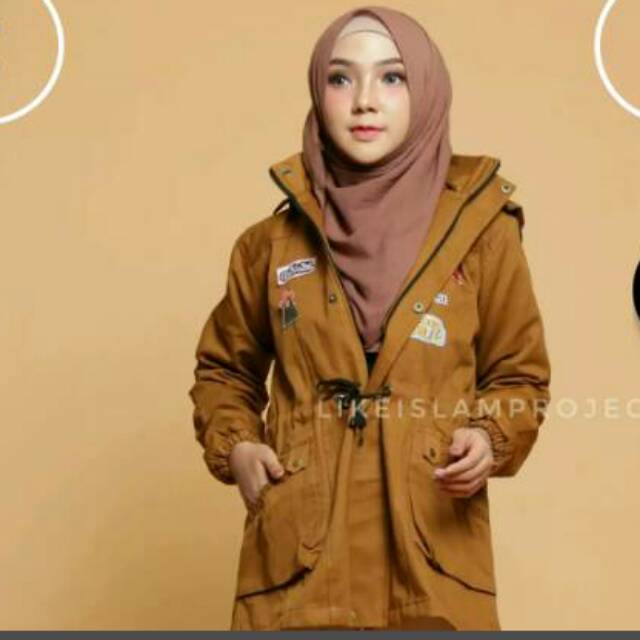 Parka moslemah twill caramel Jt. Like Islam Project