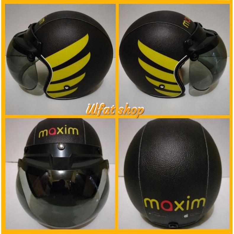 helm bogo retro dewasa motif Maxim hitam kuning