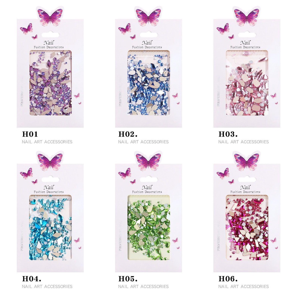 R-flower Nail Rhinestones Hot Drop Desain Bor Berbentuk Belah Ketupat Kristal