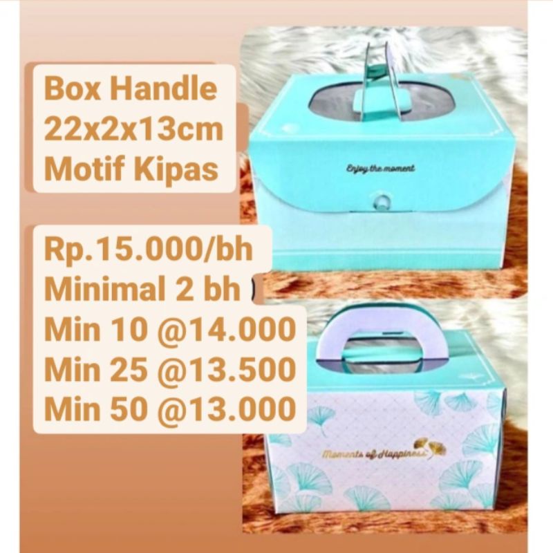 

Box Handle ukuran 22x22x13cm Motif Bunga Kipas