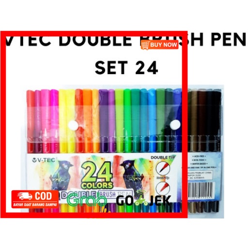 

(BISA COD) V-Tec Double Brush Pen 24 Warna / V-Tec Brush pen 24 Colors DBP-1124