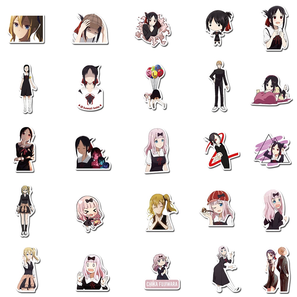 50pcs Pack Anime Kaguya-sama Love Is War Stickers For Fans Skateboard Guitar Motorcycle Laptop Waterproof Sticker Toy Decals