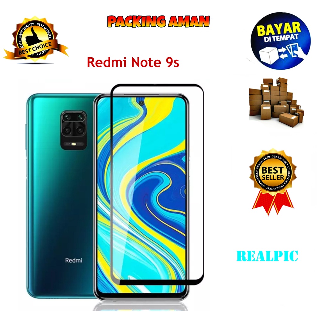 Tempered Glass Xiaomi Redmi Note 9S Full Cover / Full Screen Protector Anti Gores