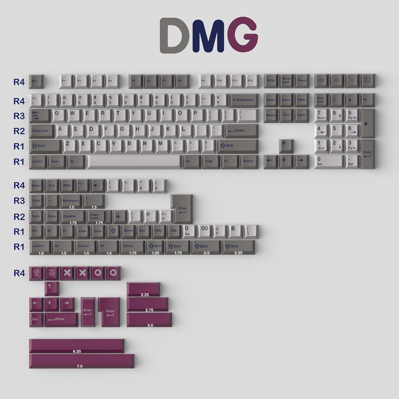 Keycaps 173 Tombol Tembakan Ganda DMG Untuk Keyboard Gaming Mekanikal GMMK Pro FEKER IK75