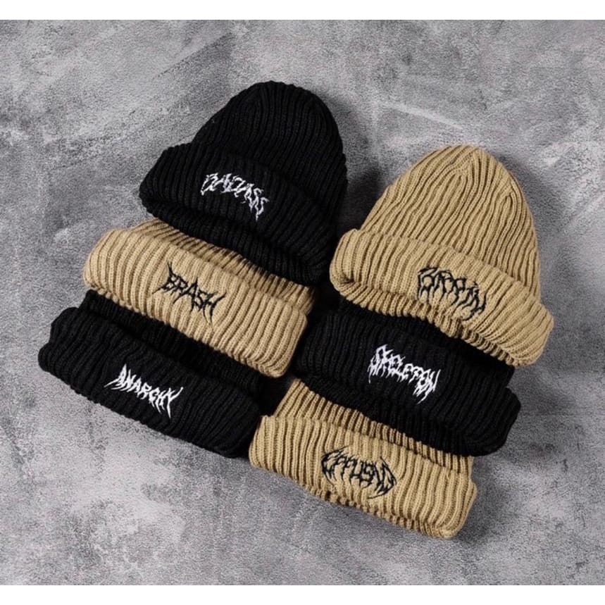 kupluk pria distro original KUPLUK BEANIE HAT PRIA HITAM DAN KREM COD