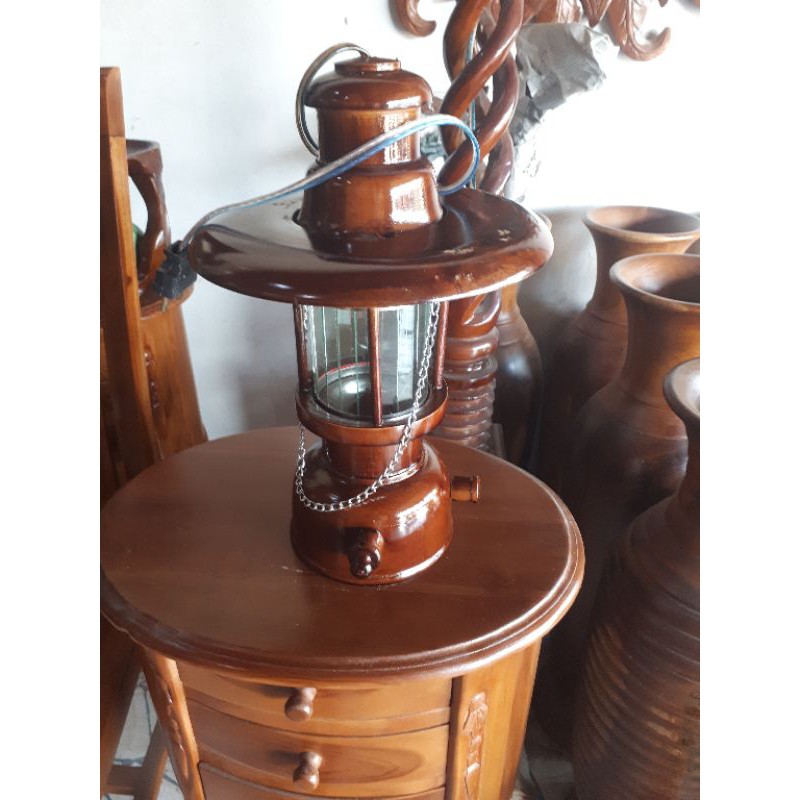 lampu petromak lampu gantung dari kayu jati
