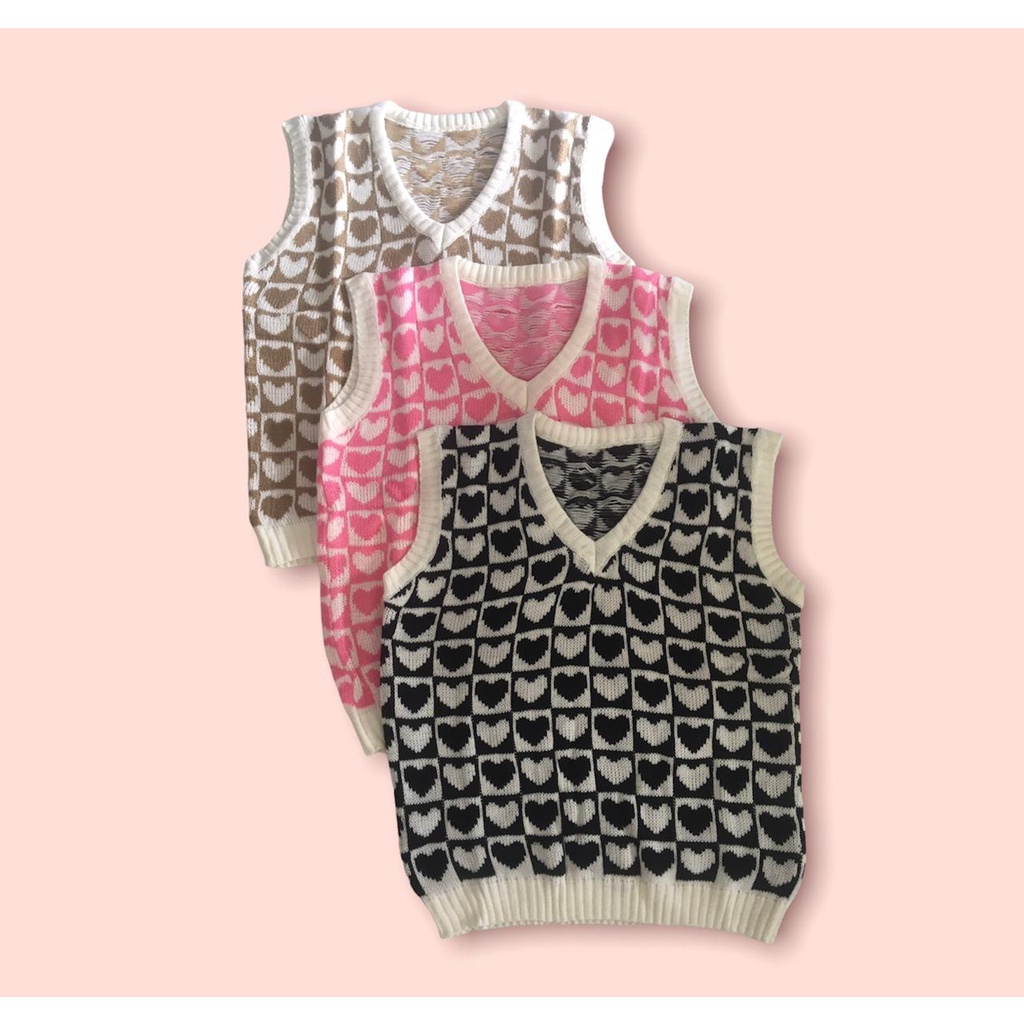 Vest Rajut Love Perempuan/Vest Rajut Premium/Vest Rajut wanita /Vest Rajut Motif