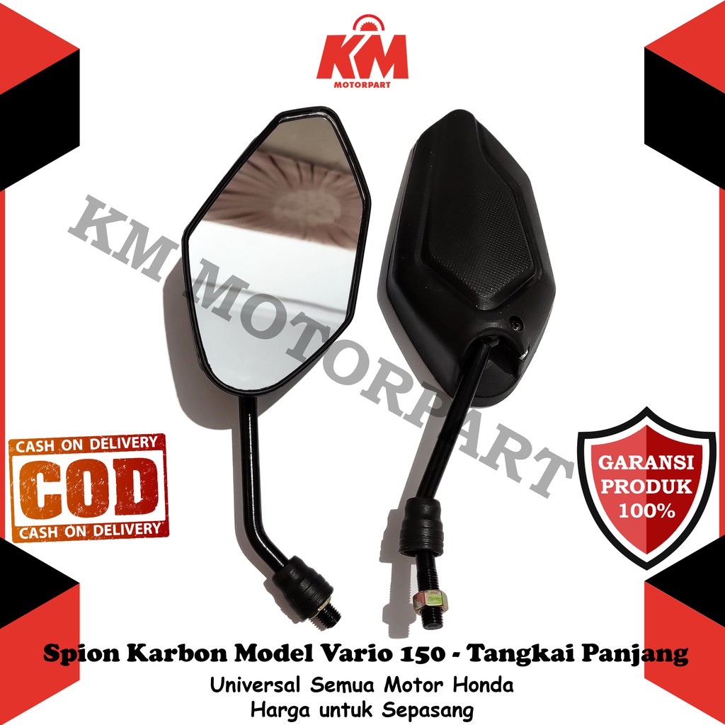 Kaca Spion Tangkai Panjang Motor Untuk HONDA Model Vario 150 Hitam Spion Variasi Aksesoris Motor