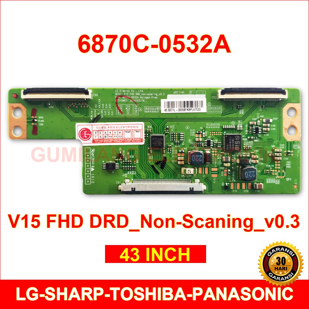 T-Con LG 43 inch - 6870C-0532A - Tcon TV Led LG 43LF510 - 43LF511 - 43LF5100 Sharp Toshiba Panasonic