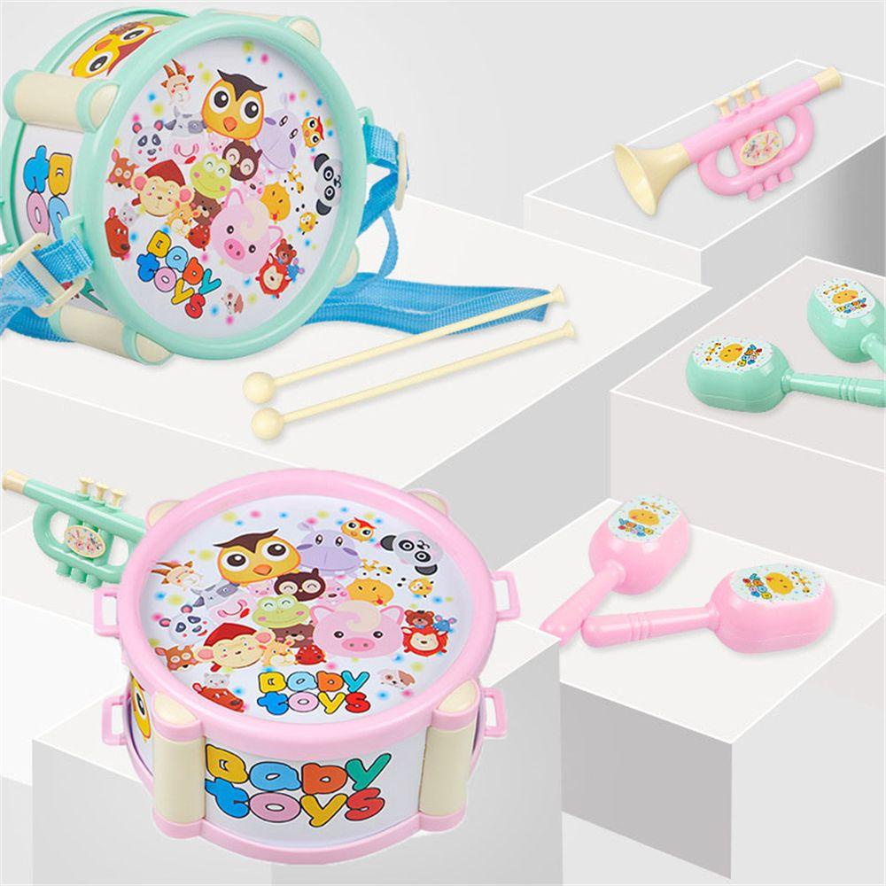 R-flower 6pcs / set Mainan Alat Musik Drum + Kerincingan Untuk Bayi