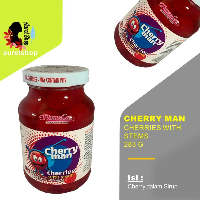 

CHERRY MAN Cherries with Stem kemasan botol 283 gram
