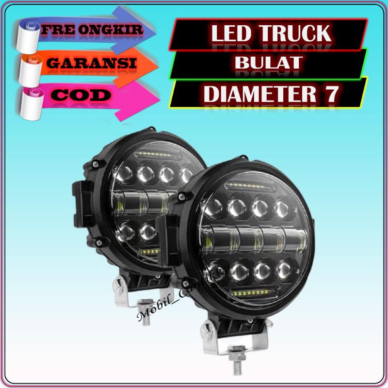 Variasi Lampu Led Tembak Sorot 7 Bulat Mobil Truk Truck Canter Tronton Diameter 7