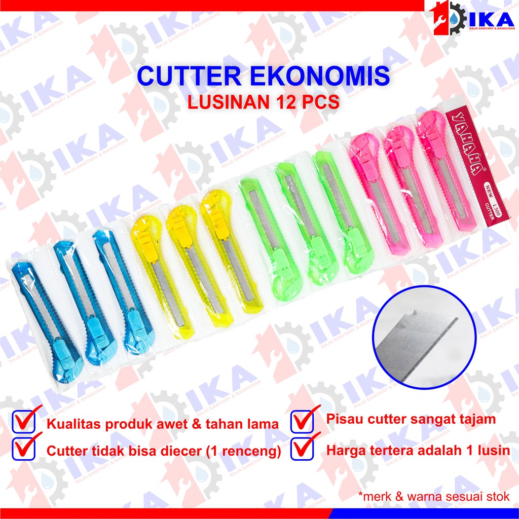 CUTTER TRANSPARAN WARNA WARNI SUPER TAJAM ( HARAG PER 1 BUAH )WARNA ACAK / PISAU KERTAS MURAH MULTI