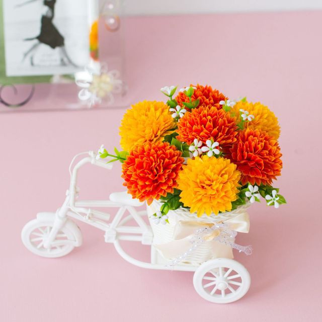 Sepeda Bunga dekorasi Bunga plastik-PS-SA Oren