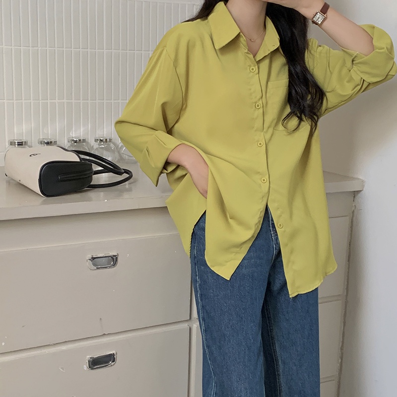 Kemeja lengan panjang korea style simple chic