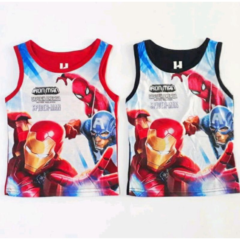 KAOS KUTUNG SINGLET ANAK SUPERHERO/ KAOS TENGTOP ANAK LAKI LAKI/SINGLET ANAK LAKI LAKI MOTIF