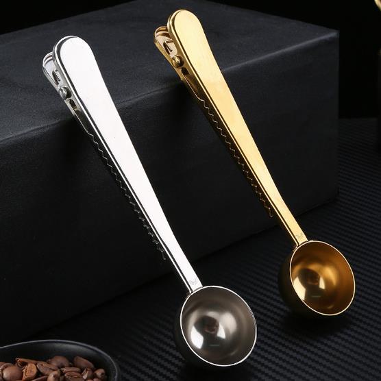 Sendok Kopi Sendok Bungkus Snack Takar Sereal Camilan Teh Jepit Stainless Steel Coffee Spoon Clamp Klip