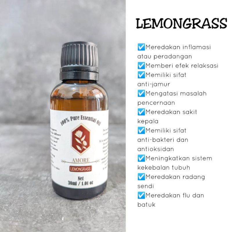 ESSENTIAL OIL PURE 100% UKURAN 20ML 30ML EUCALYPTUS LAVENDER PEPPERMINT LEMONGRASS AROMATERAPI AMORE