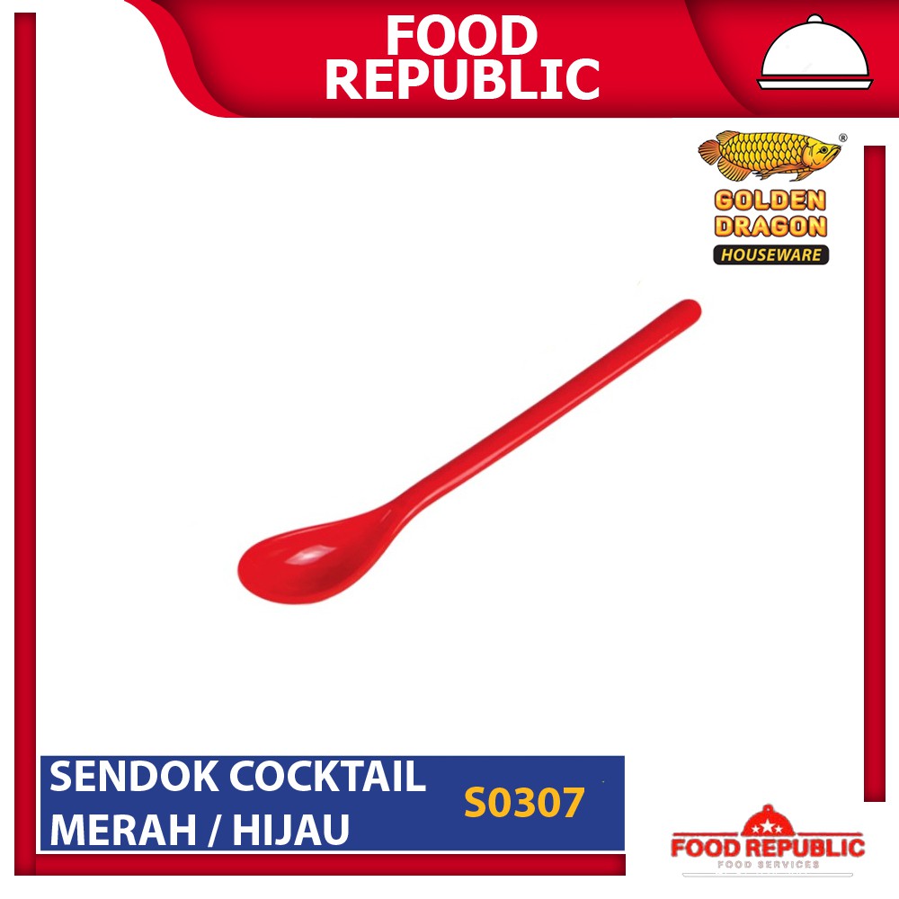 GOLDEN DRAGON SENDOK COCKTAIL 12 PC MELAMINE MERAH / HIJAU S0307 SPOON