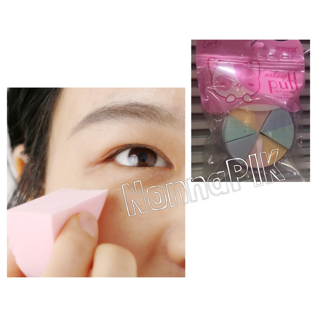 8Pcs Puff Triangle Shaped Candy Color Foundation Sponge Powder + CASE