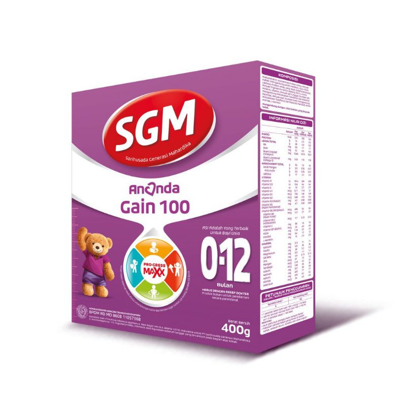 SGM Ananda Gain 100 0-12 Bulan Susu Bubuk 400gr
