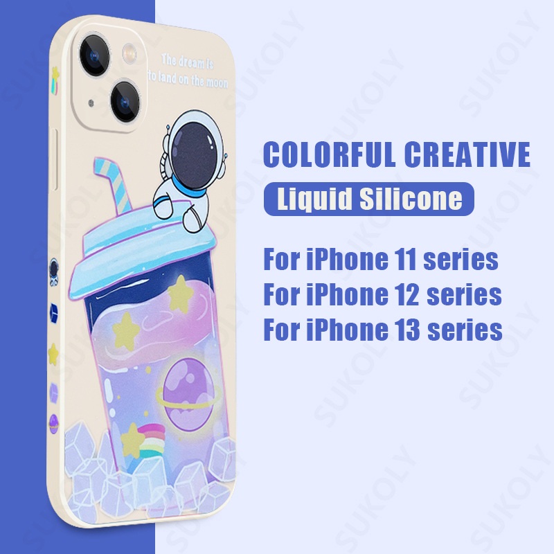 Soft Case Hp Gambar Astronot Bahan Silikon Untuk iPhone 13pro MAX / 12pro / 11promax / X / XS MAX / XR / 7plus / 8plus / 6 / 6splus