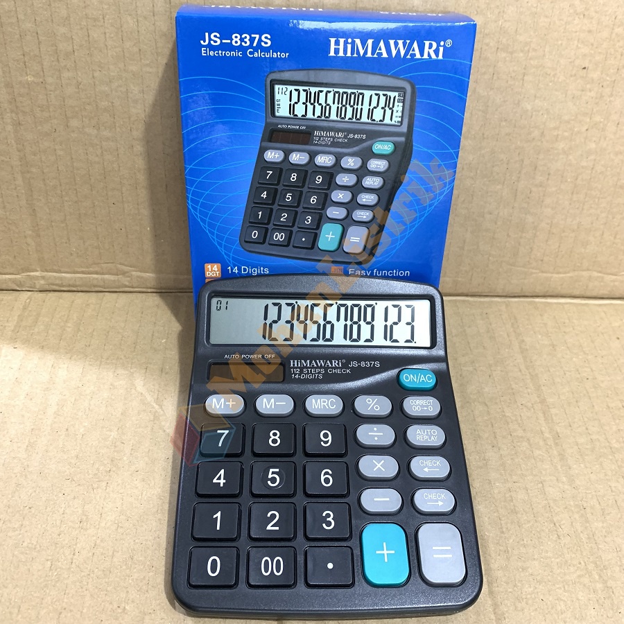 Kalkulator Sedang 14 digits Himawari JS 837S Auto Replay Check Correct