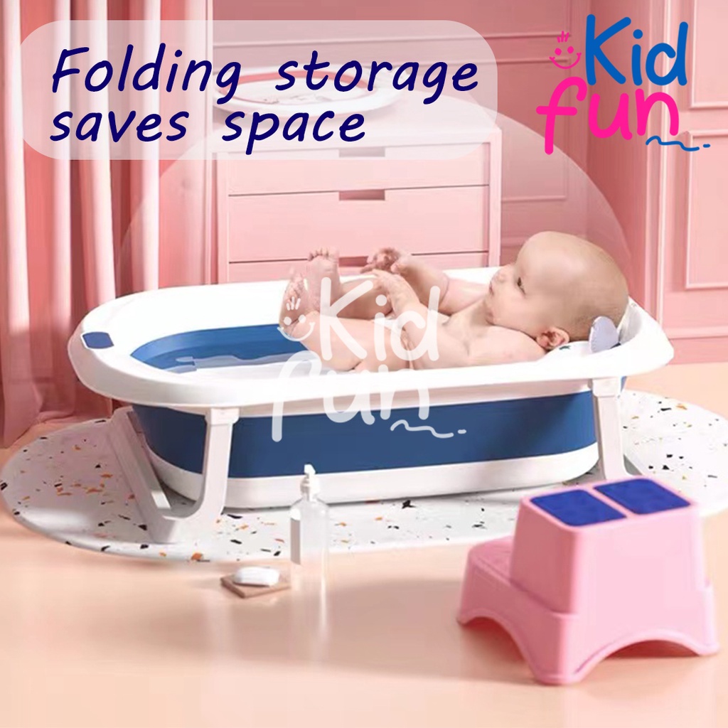 Kidfun - Bak Mandi Bayi Lipat Murah dengan Thermometer Sensor Panas dan Portabilitas Tinggi - Tempat Mandi Bayi Foldable Baby Bath Tub