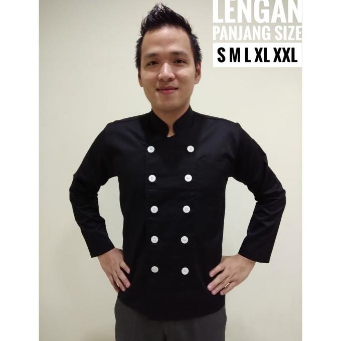 Baju Chef Seragam Koki Lengan Panjang Biru