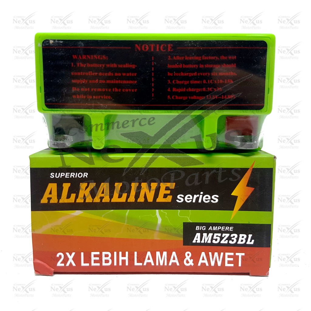 Aki Motor ALKALINE AM5Z3BL GM5Z YM5Z / 12V 5A Supra Jupiter Vega Mio